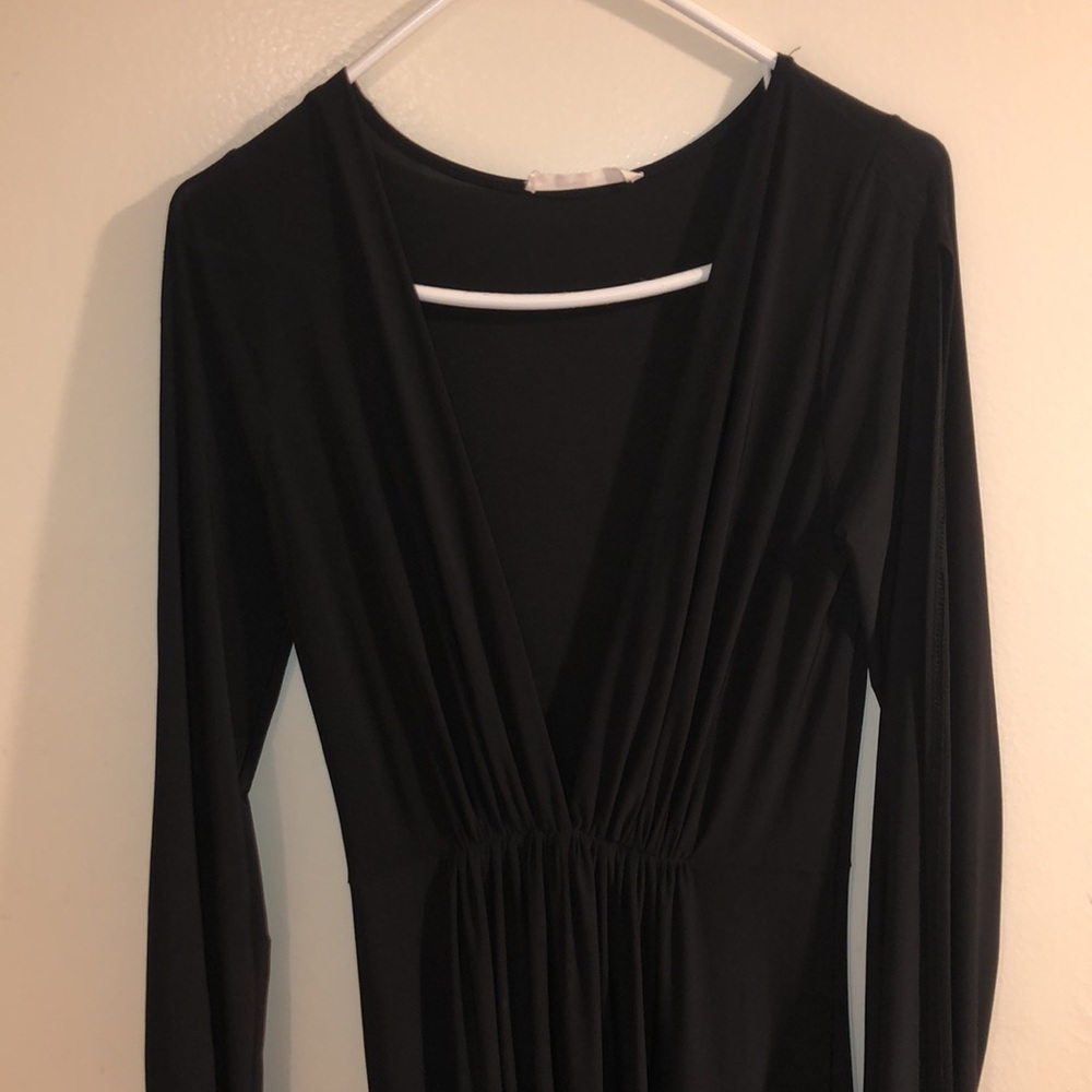Long sleeve deep V-neck Maxi long sleeve dress